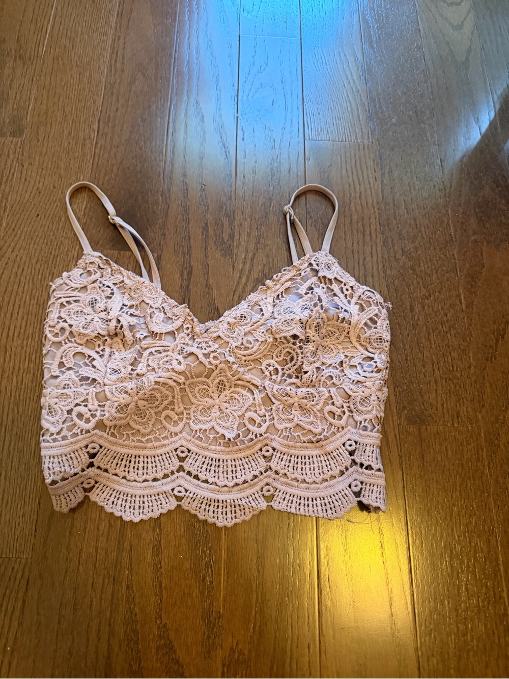 Lace Crochet Bralette Top in Light Blush